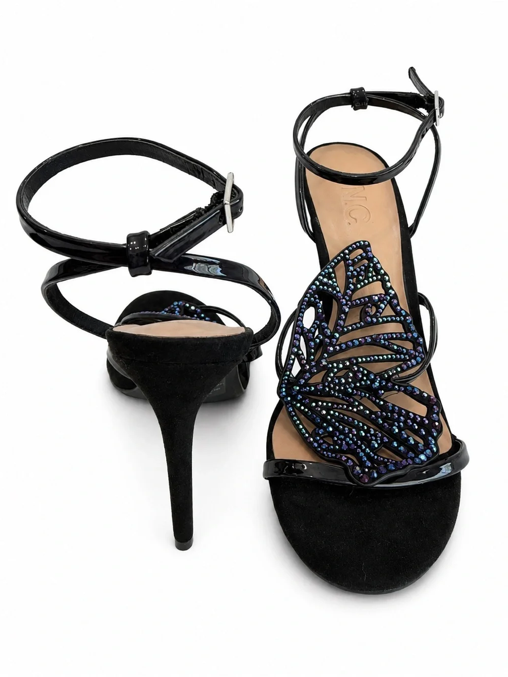 INC Black Butterfly Beaded Heels NWT Whimsigoth Fairycore Size 6.5 - Picture 2 of 7